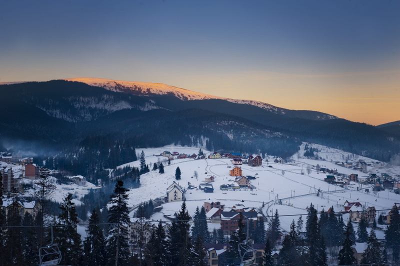 snow, building, beauty in nature, Bukovel, blue, 4K, landscape, winter, aerial, outdoors, environment, sky, european Alps, photography, building exterior