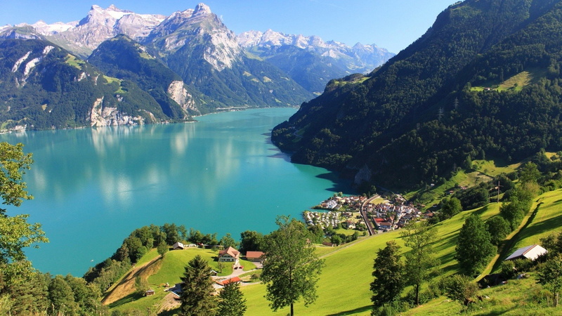nature, tranquil scene, landscape lake lucerne lake mountains nature switzerland, no people, 1080P, tranquility, idyllic, water, mountain, land, landscape