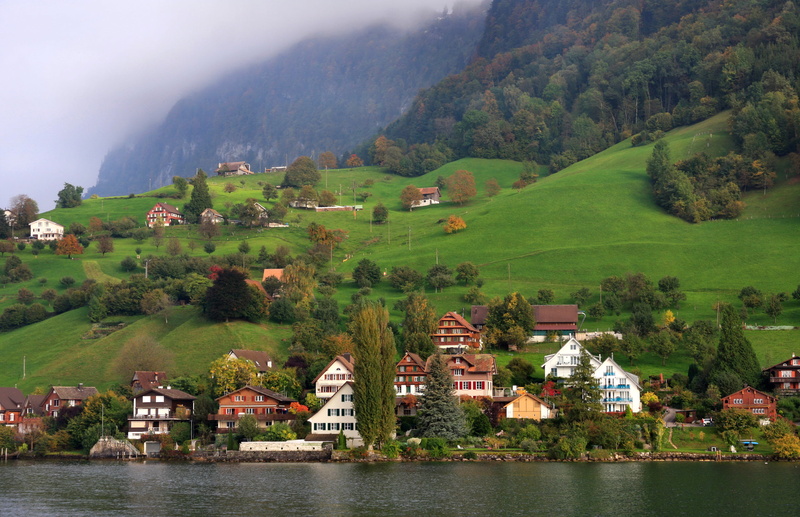 mountains, land, Switzerland, shore, non-Urban Scene, day, house, scenics - nature, outdoors, village, beauty In Nature, plant, no people, building, forest