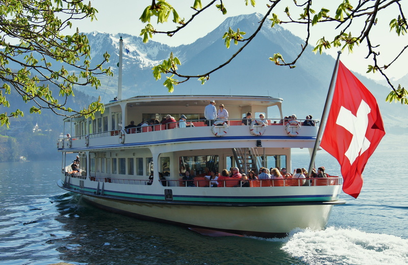 real people, tree, water, switzerland, mode of transportation, ship, passenger craft, plant, lake, paddle steamer, leisure activity, men, patriotism, central switzerland