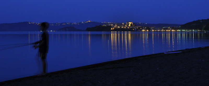 night, in the evening, abendstimmung, lago di bolsena, adult, sunset, star, water, fish, angler, architecture, travel destinations, Night, Star, silent