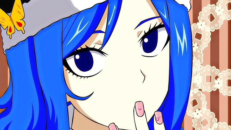 indoors, hat, no people, blue, blue eyes, decoration, Fairy Tail, pattern, looking at viewer, representation, multi colored, anime girls, Lockser Juvia