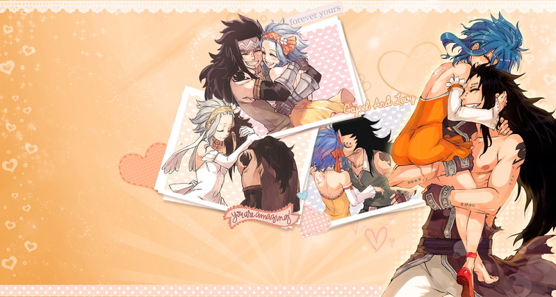 Gajeel Redfox, Kiss, Short Hair, Long Hair, Fairy Tail, Belt, Headband, Dress, White Dress, Smile, Boy, Levy McGarden, 1080P, Black Hair, Orange Dress