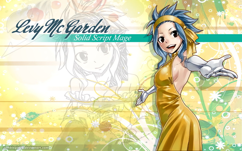 Fairy Tail, graffiti, communication, Yellow Dress, lifestyles, Levy McGarden, Girl, yellow, portrait, western script, adult, art and craft, one person