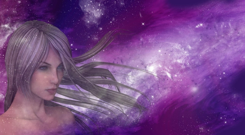 dreamlike, water, haired, long hair, fantasy, ethereal, females, caucasian Ethnicity, indoors, women, face, blue, animated, purple, elegance, headshot