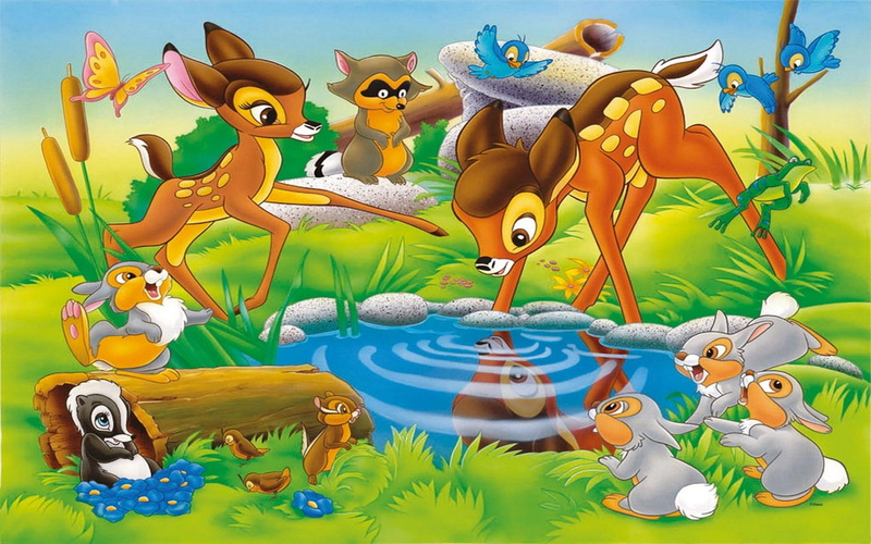 photo, friends, flower, miss, water, drink, movies, s, spring, bunny, walt, disney, bambi, 1080P, faline, hd, thumper