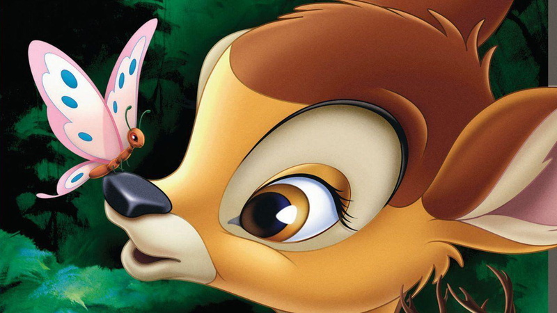 walt, nose, 1080P, bambi, butterfly, hd, disney