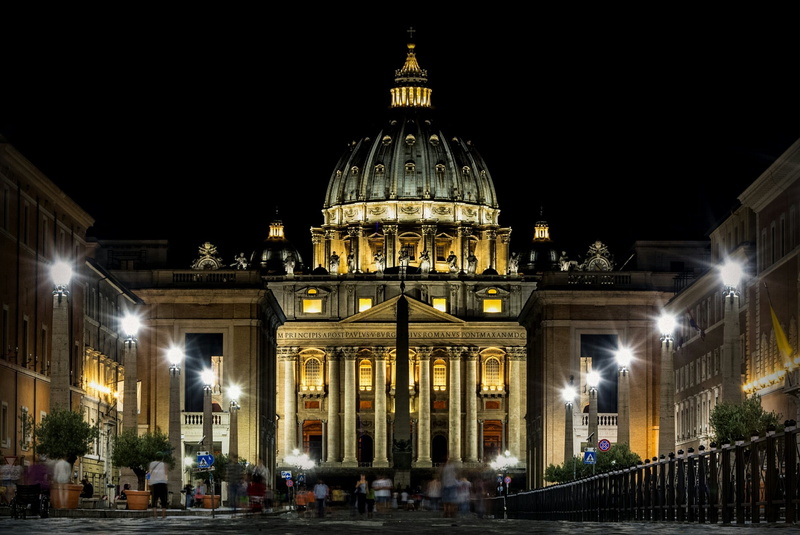 st peters basilica, religion, buildings, rome, italy, tourism, water, sky, capital, belief, basilica, vatican, building exterior, lights, vatican city