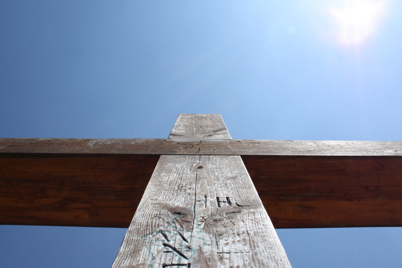 sunlight, wood - Material, nature, low angle view, sky, jesus christ, history, bridge - man made structure, crucifix, Jesus, lens flare, Cross, travel