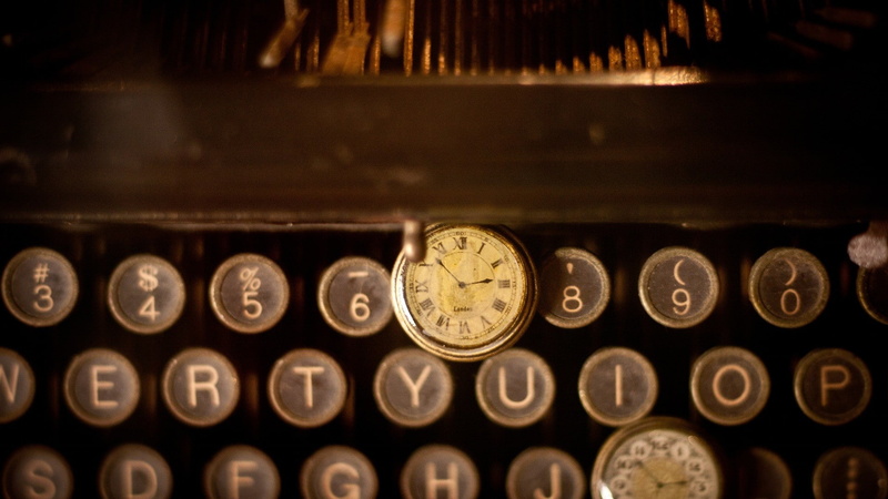indoors, clock, number, history, watch, 1080P, communication, old, typewriters, technology, antique, numbers, metal, time, vintage, pocket watch, sepia
