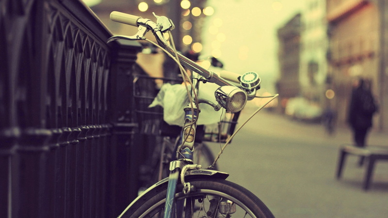 bike, street, 1080P, bokeh, photography, vintage