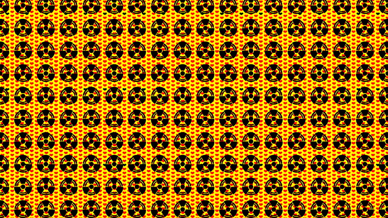 4K, nuclear, heart, radioactive, yellow, hide (musician)