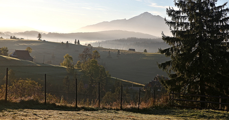 the fog, autumn, dawn, beauty in nature, mountains, meadows, coniferous tree, tatry, sunlight, scenics - nature, the beginning of the day, nature, morning mist