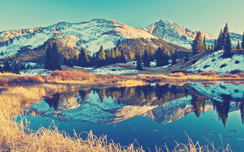 beauty in nature, scenics - nature, sky, mountains, non-urban scene, snow, mountain, mountain range, tree, plant, reflection, sunlight, waterfront, pine