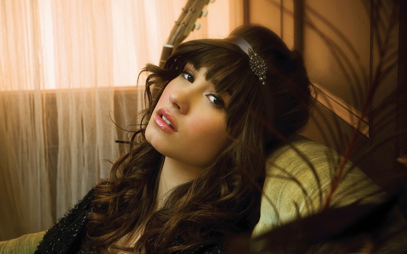 Demi Lovato, long hair, bangs, women, 1080P, face, brunette