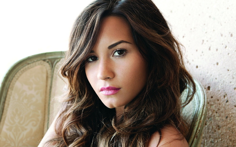 portrait, brown hair, Demi Lovato, young women, hair, young adult, looking at viewer, face, beautiful woman, adult, front view, close-up, one person, dark eyes