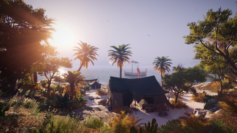 2K, screen shot, sunlight, Assassins Creed: Odyssey, palm trees, Video Game Art, Assassins Creed
