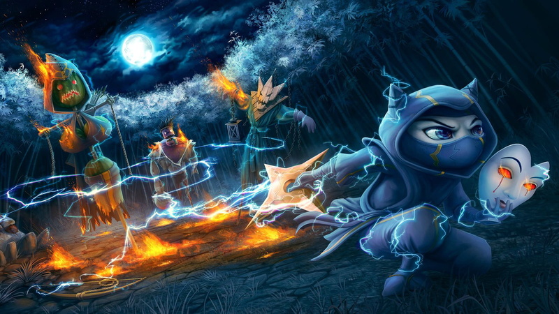 hd, kennen, league, night, trees, 720P, legends, moon, video games