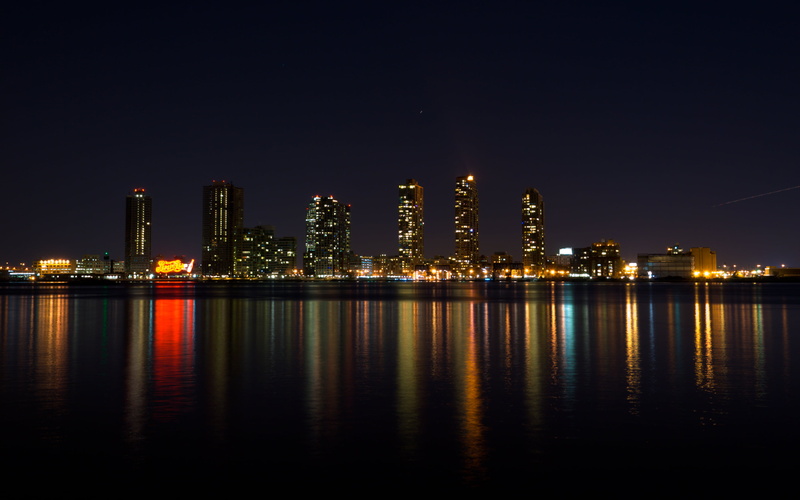 at night, city, night, architecture, City  East, skyscraper, Long Island City, New York, Long  Island  City, photo, East  River  Esplanade, New  York, urban Skyline