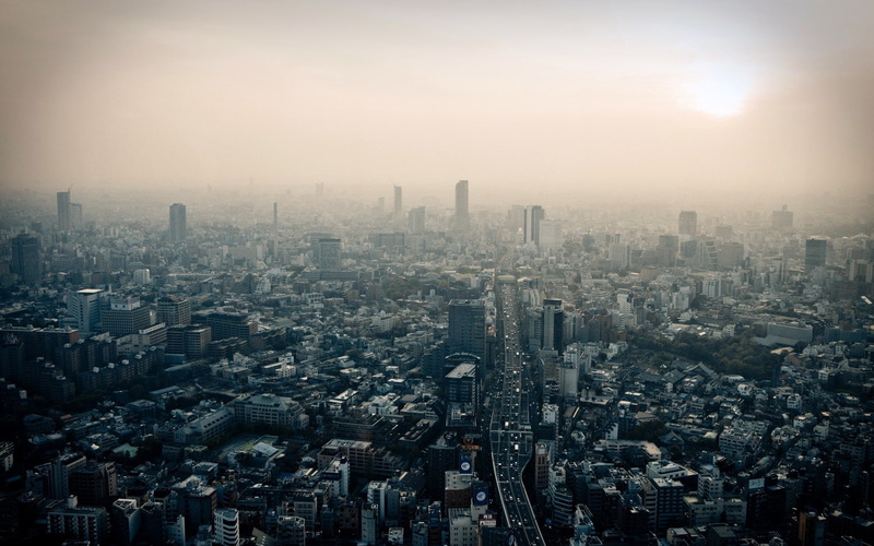 road, 1080P, Tokyo, cityscape, smog, Japan