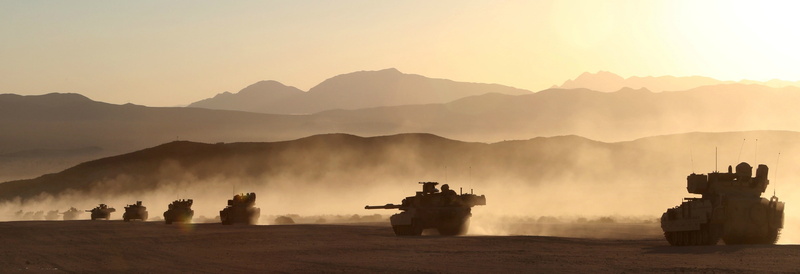 pollution, silhouette, transportation, nature, M1 Abrams, outdoors, mountain, sky, travel, sunrise - dawn, mountain range, fog, 4K, environment, sun, no people