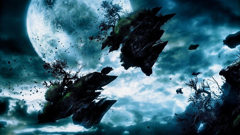 beauty in nature, clouds, no people, photo manipulation, undersea, sky, nature, 2K, vertebrate, group of animals, tree, fish, cyan, cloud - sky, school of fish
