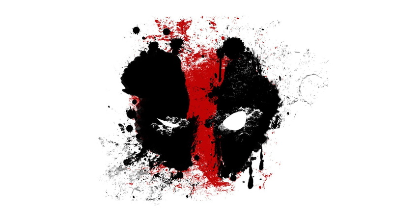 white background, 1080P, splattered, studio shot, red, splashing, deadpool fan art black red paint splatter, no people, paint, copy space, indoors, messy
