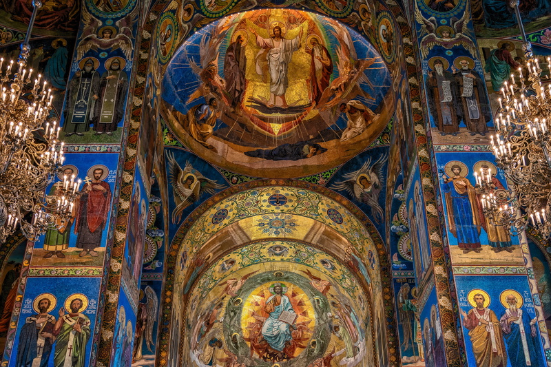 risen church, gilded, 5K, art, historically, spilled blood, chapel, cathedral, orthodox, belief, indoors, arts crafts, mosaic, female likeness, ceiling