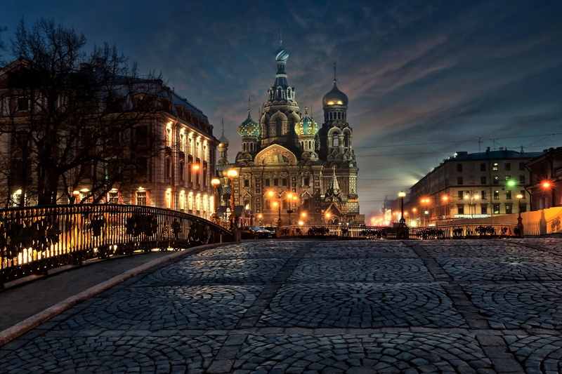 Saint Petersburg, Тамара Покровская, building, bridge, temple, 1080P, home, Russia, night city, Church of the Savior on Blood, Cathedral
