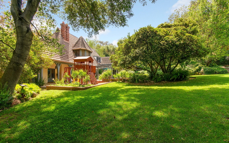 Lawn, Sunshine, Mansion, Green, House, 2K, Grass, Trees