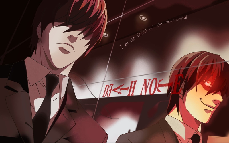 Yagami Light, no people, shape, decoration, representation, finance, western script, lighting equipment, Death Note, red, indoors, digital composite, low angle view