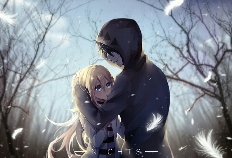 child, waist up, men, women, Anime, Zack (Satsuriku No Tenshi), togetherness, tree, people, focus on foreground, outdoors, 1080P, real people, adult, bonding