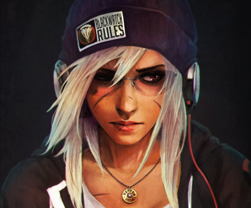 fashion, adult, portrait, black background, Video Game, Blackwatch (Overwatch), young women, cap, Overwatch, looking at camera, one person, uniform, jewelry