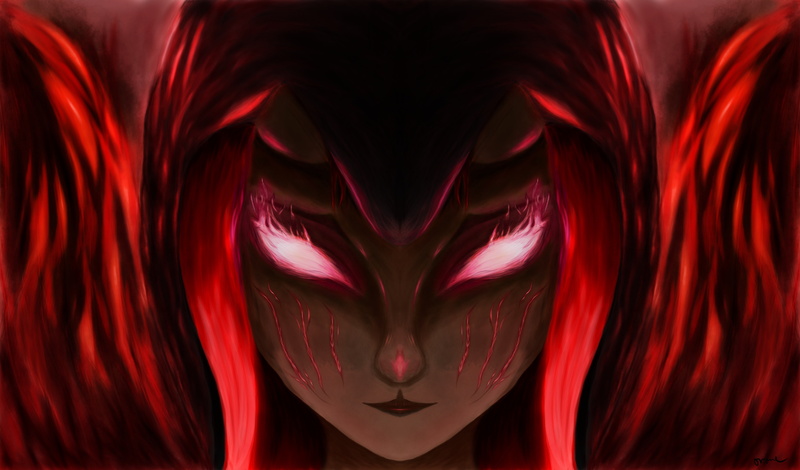 Girl, Fantasy, Women, Horns, Flame, Red Hair, 5K, Portrait, Oni