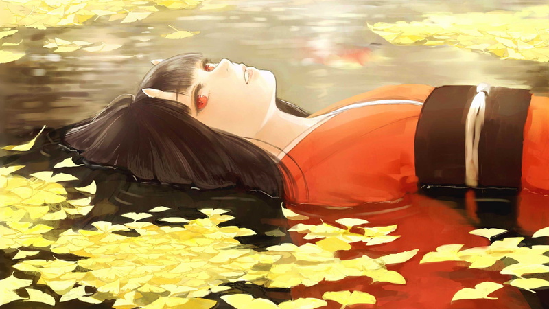 Anime, 2K, Oni, Water, Fall, Girl, Original
