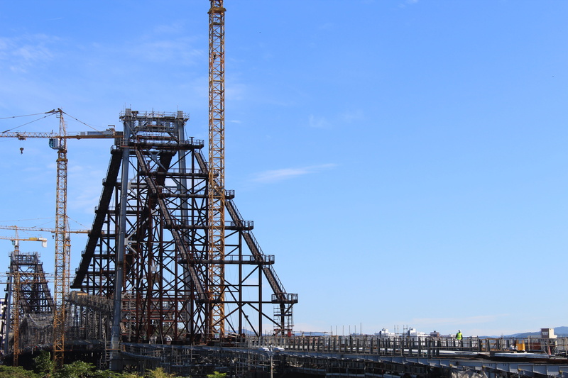 built structure, day, construction, brazil, communication, civil engineering, connection, 5K, historical heritage, mirante, bridge, blue, fuel and power generation