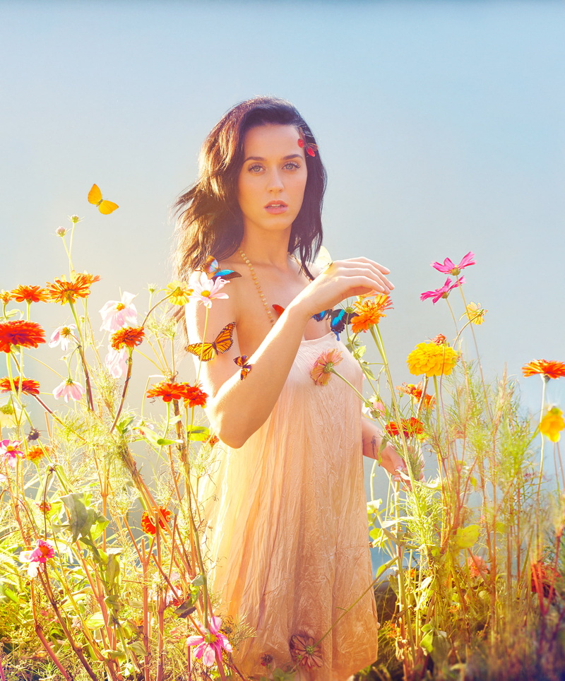 singer, nature, springtime, plant, hair, freedom, 1080P, contemplation, beauty, beautiful woman, beautiful people, sky, flower, summer, women, Katy Perry
