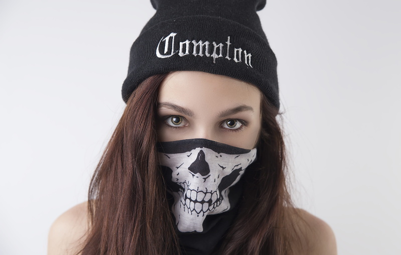 bandana, apparel, contact lens, accessory, portrait, headband, animal, tire, one person, human body part, body part, looking at camera, white background