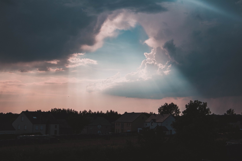 tree, architecture, beauty in nature, silhouette, cloud - sky, 5K, built structure, rulles, sunset, nature, cloud, residential district, storm cloud, building exterior