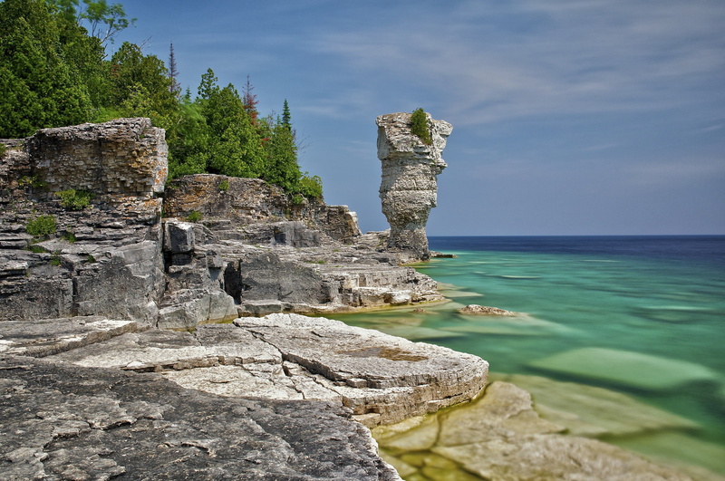 Ontario, nature, Canada, Bruce Peninsula National Park, trees, stones, lake, rocks, 1080P