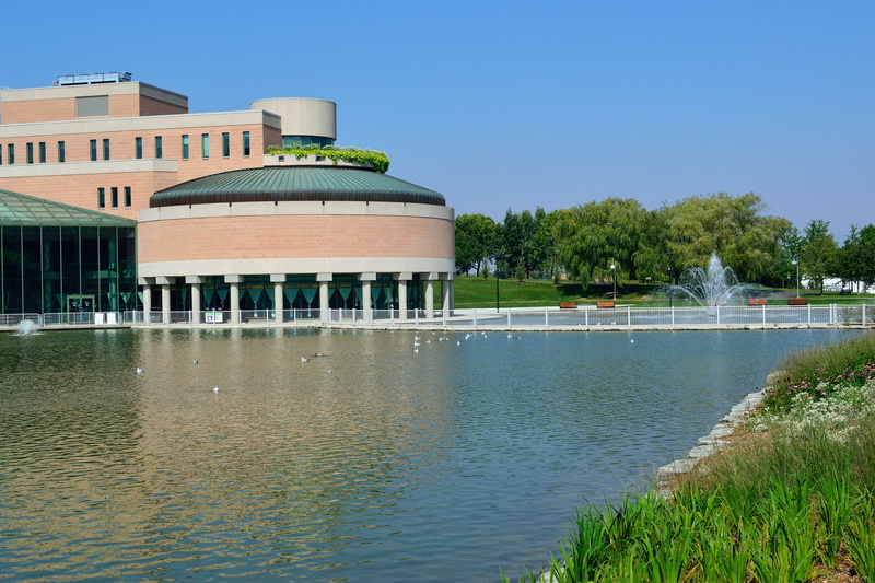 sky, public domain, water, centre, Canada, civic, outdoors, travel destinations, government, photos, tree, civic centre, reflection, fountain, no people