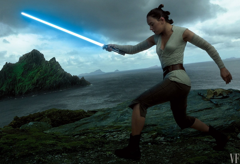 red, cinema, standing, sea, rock - object, film, leisure activity, Star Wars Episode 8: The Last Jedi, movie, land, woman, mountain, islad, 1080P, light saber