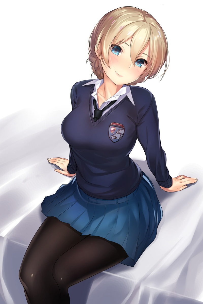 clothing, Girls und Panzer, portrait, anime girls, young adult, young women, adult, anime, emotion, blue eyes, females, blond hair, beautiful woman, women