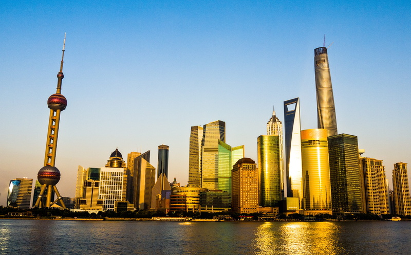 china, travel destinations, urban skyline, bund, sunset, pudong, financial district, cityscape, outdoors, skyscraper, office building exterior, tall - high