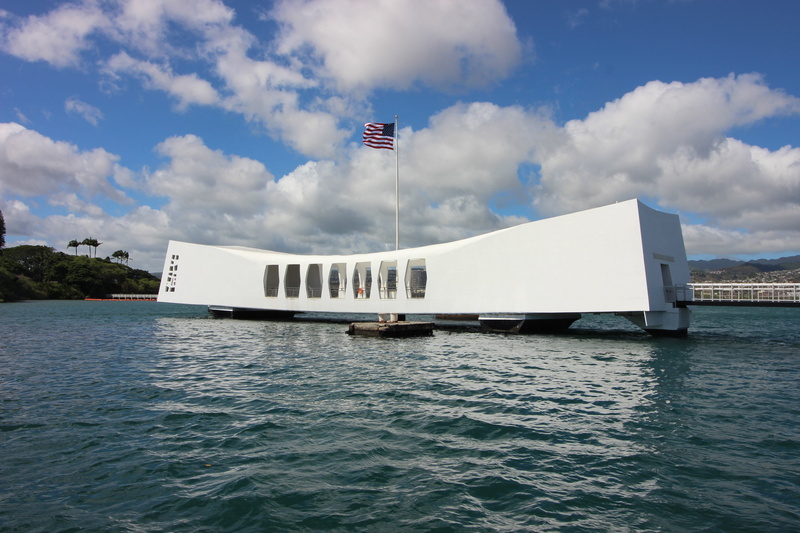 architecture, outdoors, oahu, ship, pearl harbor, waterfront, flag, 4K, day, hawaii, uss arizona, travel, mode of transportation, sea, no people, uss arizona memorial