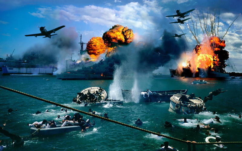 2K, watercrafts, explosions, attack, boats, vehicles, wars, pearl harbor, wwll, ships, aircrafts, airplanes, flames, ww2, military, oceansfire, manipulations