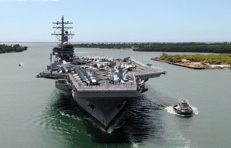 photo, ship, tugboat, uss ronald reagan, sea, nature, aircraft carrier, pearl harbor, navy, clear sky, no people, high angle view, business, waterfront
