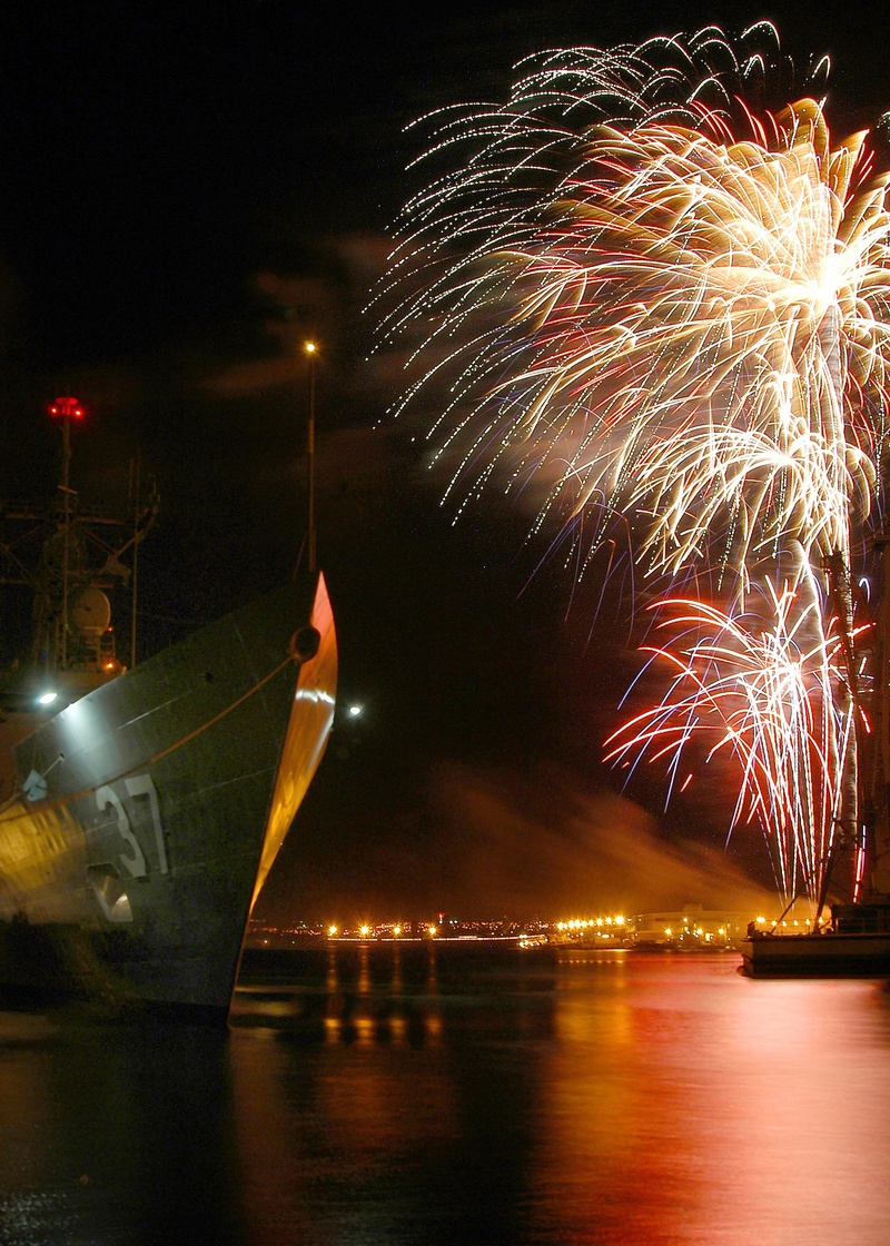military, ships, lights, nature, firework - man made object, built structure, event, illuminated, transportation, no people, bay, pearl harbor, light, glowing