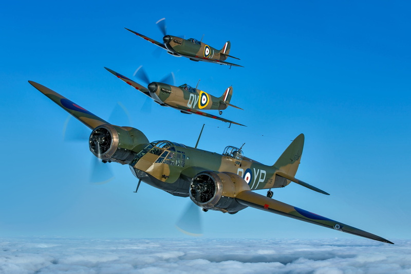 Light bomber, Fighter, Spitfire, Bristol Blenheim Mk.I, Bristol Blenheim, Supermarine Spitfire, RAF, The Second World War, 1080P, Link