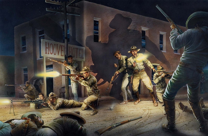troops, Mexico, the city, 1080P, soldiers, battle, night, the rebels, clash, art, figure, Imperial
